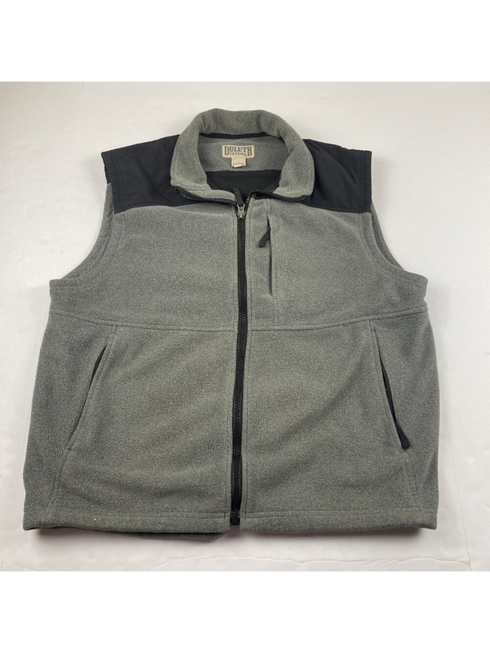 Duluth Trading Full Zip Fleece Vest Men’s L Gray Black Outdoor Camping